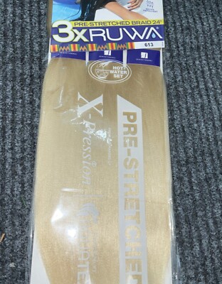 3X Ruwa Braid 24'' Sensationnel Xpression Pre-Stretched Hair Color 613, 5 Packs