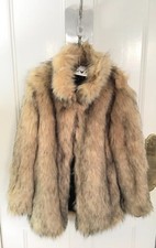 Zara Faux Fur Short Coat With High Collar Camel Size Xs Rrp£89.99 Bnwt Last One