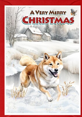 Shiba Inu Hund A6 (4'' x 6'') Weihnachtskarte - innen leer - von Starprint
