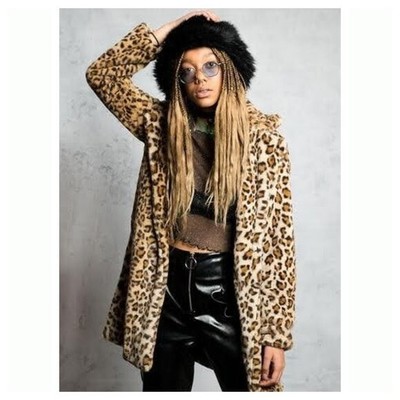 Stefani Leopard Faux Fur Coat Tan 