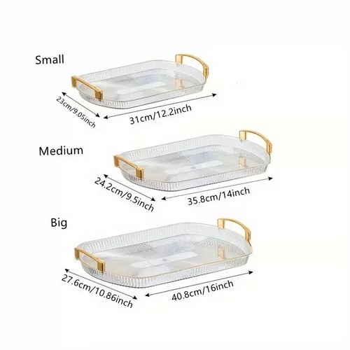 Rectangle Serving Tray Fruit Serving Platters with Handles-Sets of 3 - Picture 7 of 10