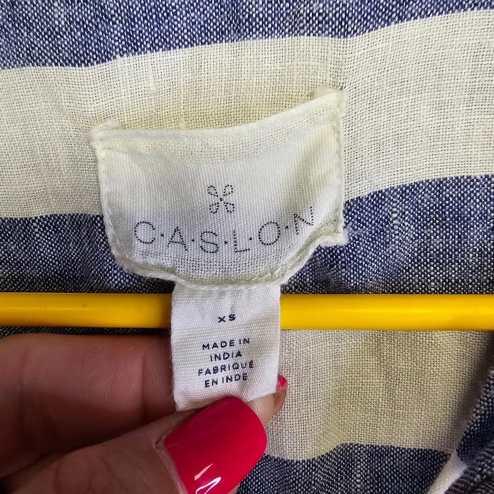 Caslon Linen Dress Womens XS Blue Striped Tunic Lagenlook Boho Costal - image 3 of 4