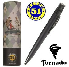 Retro 51  #VRR-1701 / Black Stealth Tornado Rollerball Pen