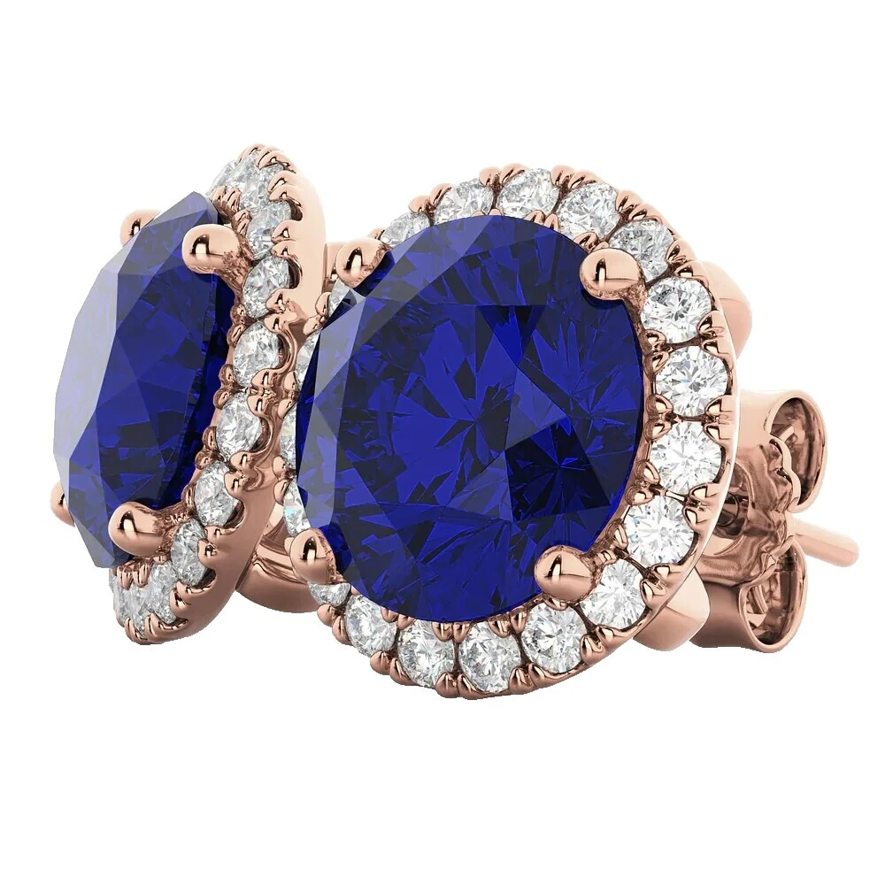Rose Gold Plated Stud Sapphire Fashion Earrings