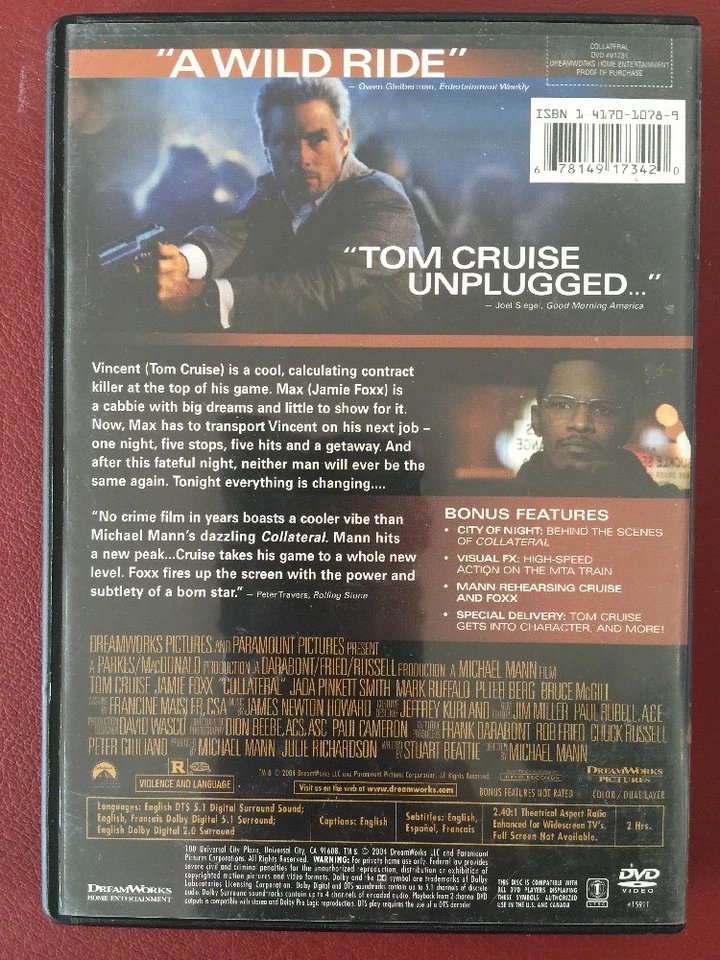 Collateral (DVD, 2004, 2-Disc Set) Tom Cruise Jamie Foxx - Image 2 of 3