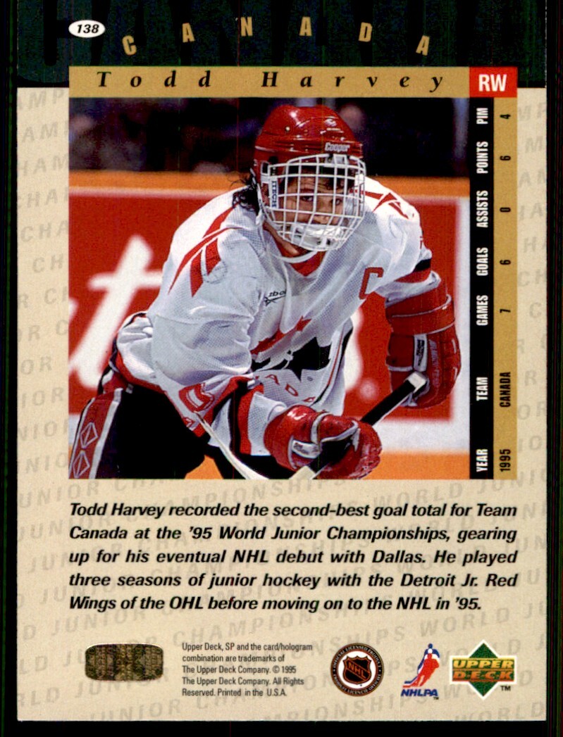 1994-95 SP Todd Harvey Canada #138 | eBay
