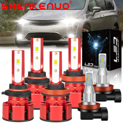 6x 6000K LED Headlight Hi/Lo+Fog Bulbs For Chrysler Pacifica 2017 2018 2019 2020