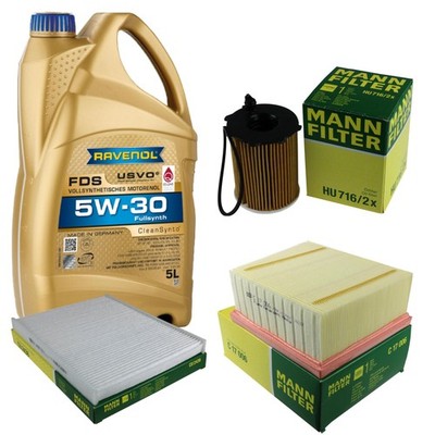 Inspektionspaket 5L RAVENOL 5W-30 für Ford Fiesta VI Transit Courier Kasten