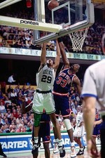 Pervis Ellison Boston Celtics shoots v Patrick Ewing New York Knic- Old Photo