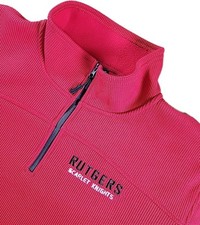Mens RUTGERS UNIVERSITY Campus Heritage Fleece Lined 1/4 Zip Sz 2XL Pullover RED