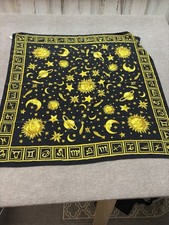 Celestial Zodiac Astrology Scarf Black Gold Sun Moon Stars Square Scarf 0771