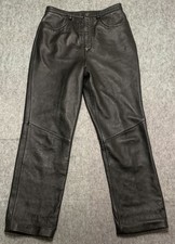 VTG J. Khaki Women's Casual Black 100 Leather Pants Biker Straight Leg- Size 10