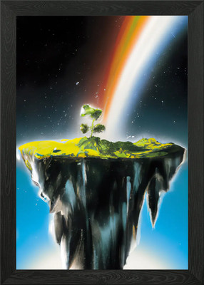 Flying Island Outer Space Gerahmtes Wandbild Poster Leinwanddruck Bild