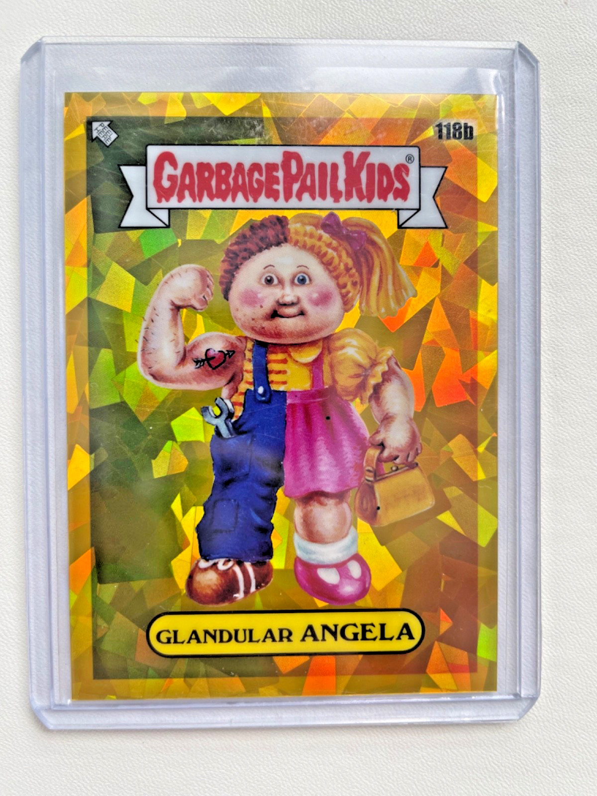 Glandular Angela #118B Gold /15 PSA 9 Garbage Pail Kids card front