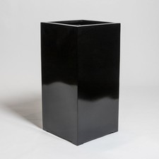 Primrose Black Gloss Polystone Tall Square Cube Outdoor Planter garden Pot