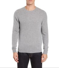Maglione NORDSTROM 100% Cashmere Girocollo Grigio Nuovo con etichette Uomo Taglia XL Morbido Leggero