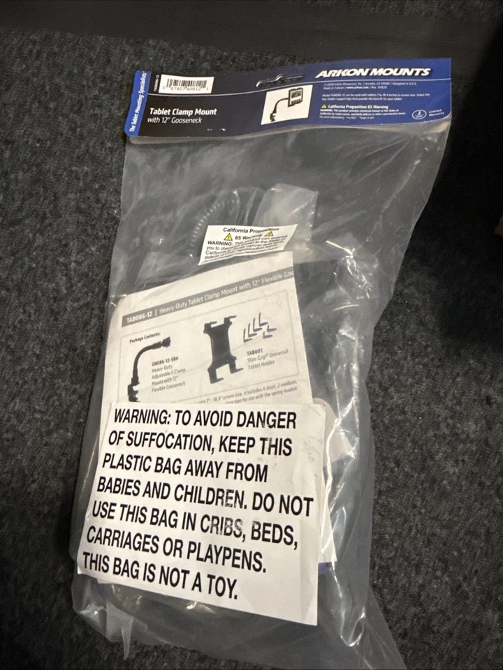 ARKON Heavy Duty Tablet Holder 7.1"-18.4" with Clamp Mount Bendable 12"Arm - Image 3 of 3