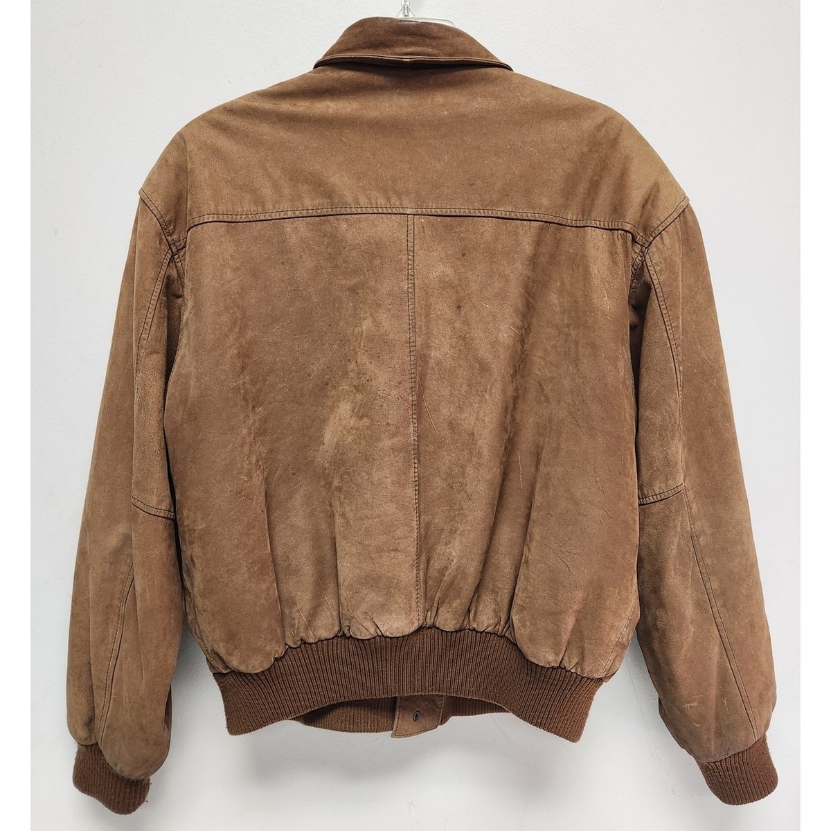 Vintage Global Identity G-III Mens Brown Leather Bomber Jacket