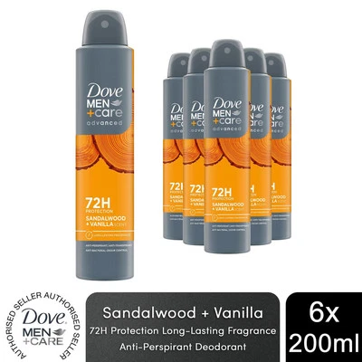 Dove Men+Care Advanced Deodorant Spray for 72Hrs Sweat Protection 200ml, 6 Pack