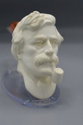 Erdogan Ege Mark Twain Figure Pipe New Block Meerschaum Handmade W Case#1367