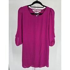 Speechless Womens Sz S 3/4 Sleeve Mini Dress Strappy Back Purple