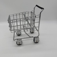 7  Toy Mini Grocery Shopping Cart Chrome Metal Barbie Size - Dolls Not Included