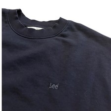 Lee Womens XL Crewneck Sweatshirt Navy Blue Relaxed Fit Pullover Logo EUC
