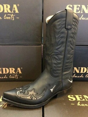 Sendra Boots Style 3242 Black Western Cowboy Boots Men's US size 8.5 (EU 42) New