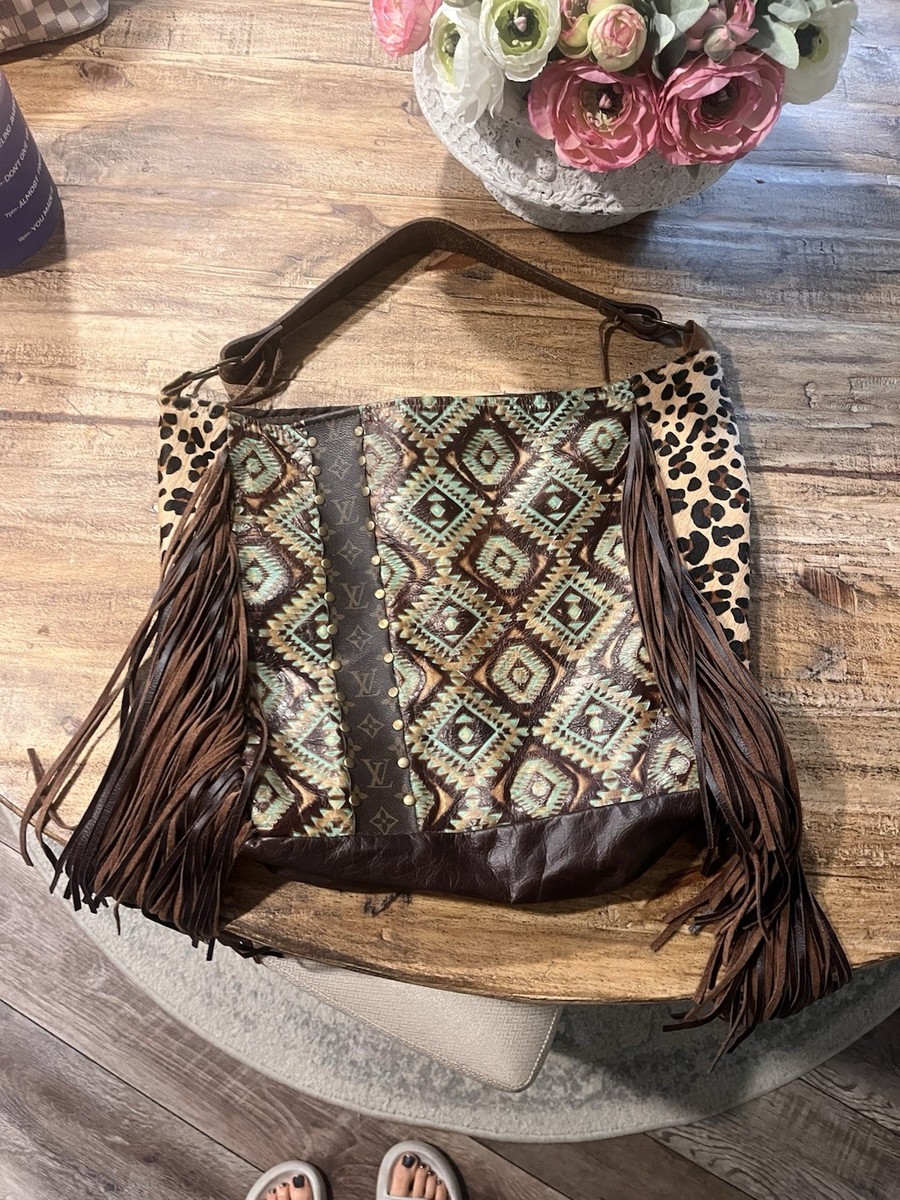 Louis Vuitton Upcycled Fringe Shoulder Bag Brown Leather Authentic