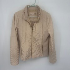 Tyler Boe Quilted Dragonfly Jacket Beige Full Zip Women's Size L