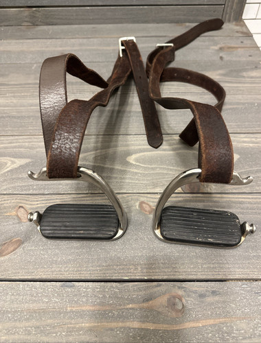 4"  English Safety Stirrups/irons w/ Leathers