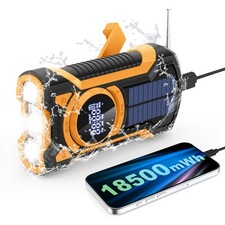 Emergency Radio   NOAA, 5000mAh Power Bank, Hand Crank, Solar, Flashlight  SOS