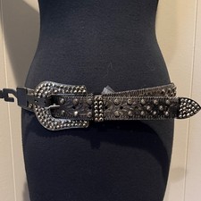 Large Genuine Leather Studded Black Designer Belt Western Cowboy Country