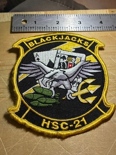 1980s/1990s/2000s? US NAVY PATCH HSC 21 SQUADRON BLACKJACKS ORIGINAL USN BEAUTY!
