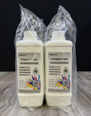 Audley White Pigment Ink for DTF Printer 1000ml 2-Pack High Stability NEW Selaed