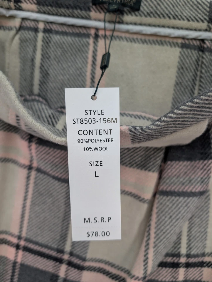 Saia feminina Cynthia tamanho L cinza xadrez franja flanela envoltório falso lápis NOVO - Imagem 4 de 4