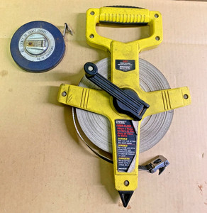 Empire #6799 100' Fiber Glass Tape, AND 50' steel tape measure. Good condition