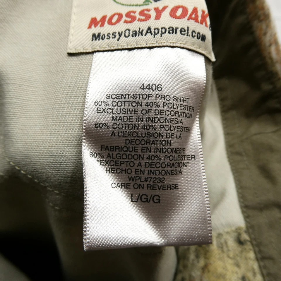 Camisa con cepillo de roble musgo para hombre grande camuflada para detener el olor caza al aire libre botón delantero Foto 4 de 4