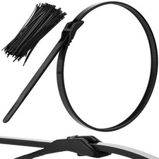In-Line Low Profile Cable Ties - Black 4.5mm x 280mm | Pack of 100 | Durable