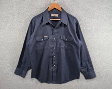 GWG Craftmaster Vintage 70's Navy Blue Western Chore Pearl Snap Button Shirt XL