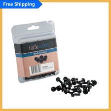 Professional Black Rack Screws Set, 25 Count - Compatibility with 10/32 Systems
