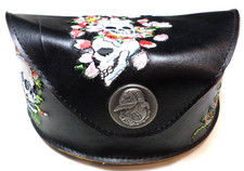 Vintage Y2K Ed Hardy Sunglasses Case Unisex Black Embroidered Skull Rose EHS-022
