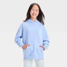 Girls' Fleece Hoodie - Art Class™ Blue Midweight Pullover Large