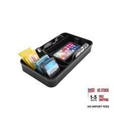 Car Armrest Extra Storage Box Black Pu Leather