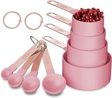 Rose Gold Stainless Steel Handle Measuring Cups and Spoons Set, 8 Piece