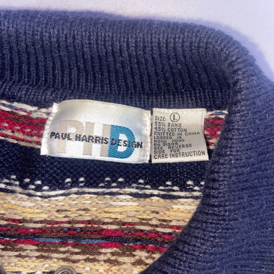 Vintage Paul Harris Design Cardigan Sweater L Geometric Granny Cottagecore Indie - Image 3 of 4