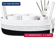 ABenkle Small Storage Basket for Toilet Tank Top - Jute Rope Woven Organizer wit