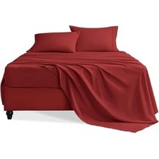 Luxury Red Twin Bedding 4 piece sheet Set