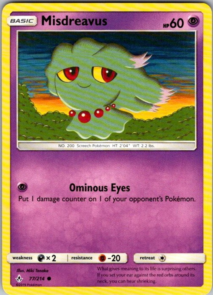 Pokemon SM - Unbroken Bonds Misdreavus 77/214 NM