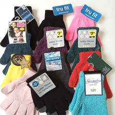 Lot 12 Ladies Warm Gloves Knit Stretch Fit Colorful Cold Winter Gloves